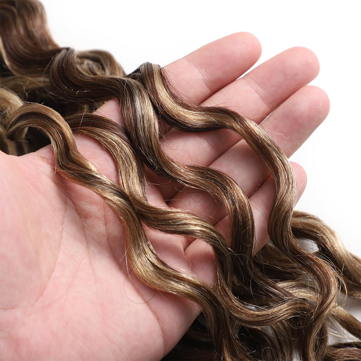 Extensiones de pelo con trenzas de cabello natural rizado marrón con rubio P4/27# 100% Remy extensiones de cabello rizado 100 g 45 cm/18 pulgadas