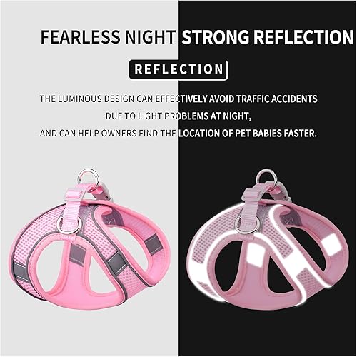 Miniatura 2 de HPETHF Juego de arnés para perros pequeños, correa de malla transpirable ajustable y arnés para cachorros, perros pequeños y medianos.