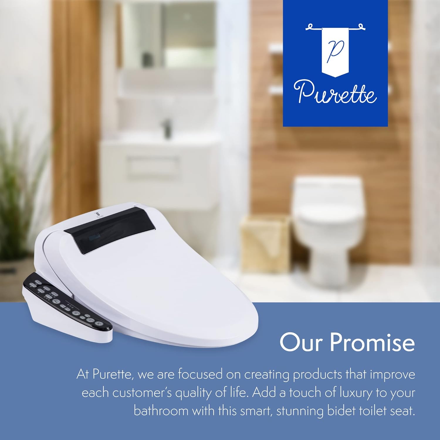 Weekly Top Sale Purette Bidet Smart Toilet Seat, Elongated White with Quiet Close Lid, Adjustable Temp Heater, Water, Massage, Air Dryer, Simple Installation High Tech (Elongated, The Original)