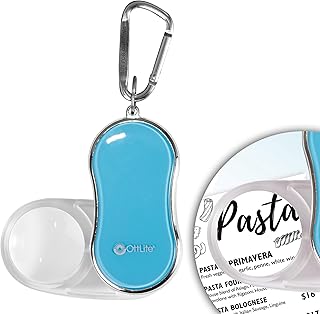 Pocket LED Magnifier w/Carabiner Clip, Light Blue, Retail
