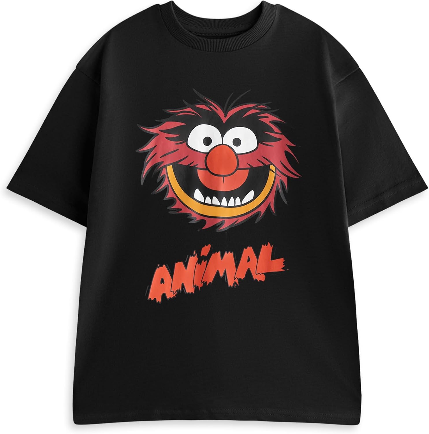 Disney Muppets Animal Men's Short Sleeve Long Leg Pajama Set | Black & Red Cartoon Sleepwear Loungewear for Bedtime