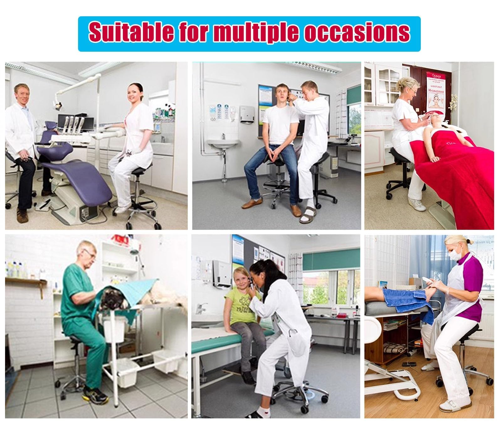 Ergonomischer Sattelhocker, geteilter Sitzrollstuhl mit Rückenstütze, zwei Neigungsoptionen und 48-60 cm Höhe für Zahnarztpraxis und Zuhause