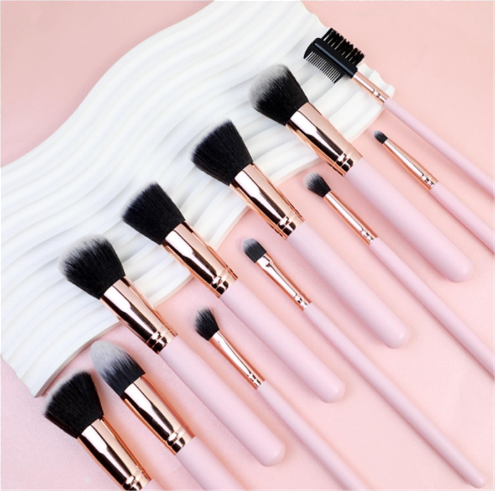 Pinselset Makeup Make-up-Pinsel Mit Rosa Holzgriff, Gesichtskontur-Lidschatten-Concealer-Make-up-Pinsel-Werkzeug Eyeshadow Pinsel(Pink)