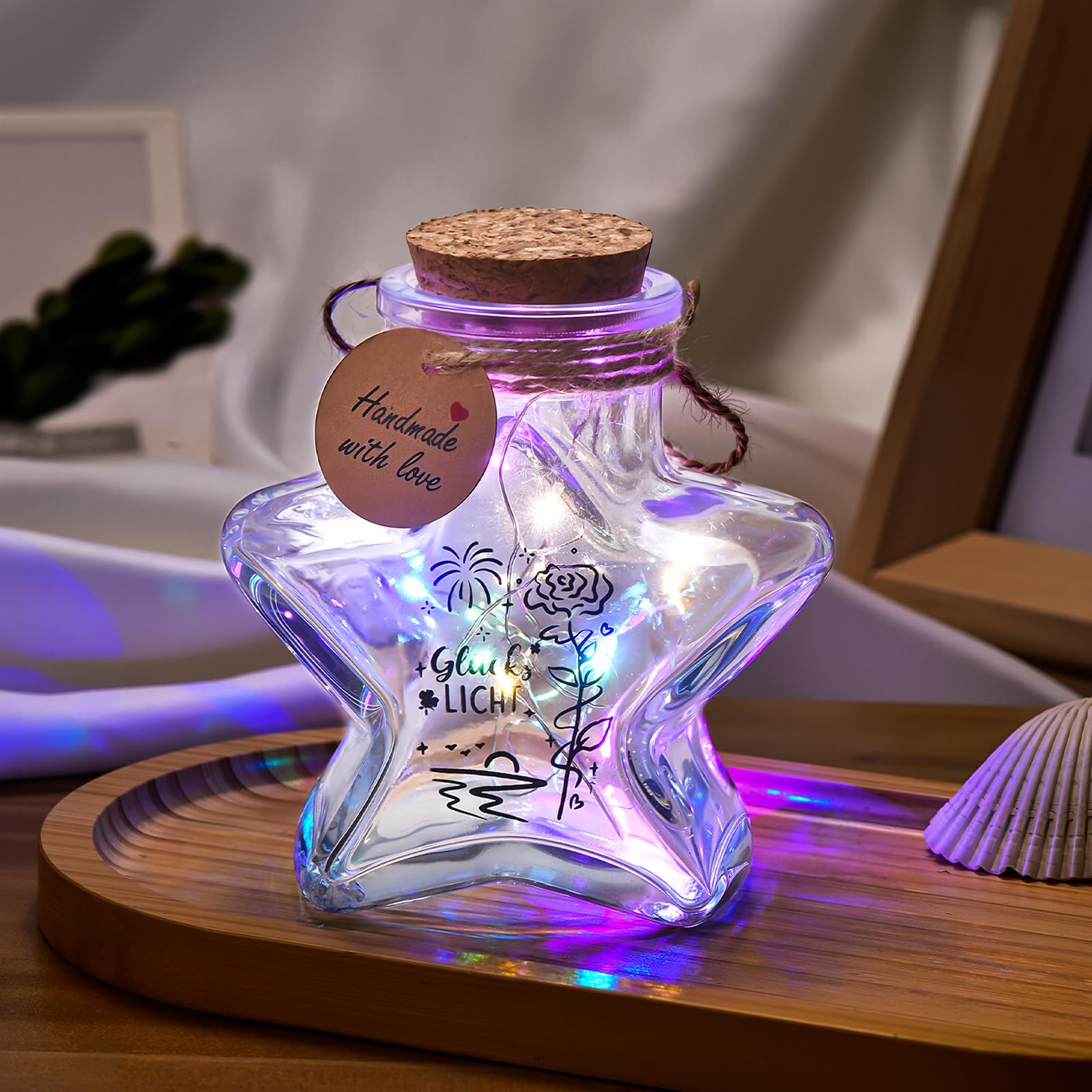 LED Bottle Light with Saying, Personalised Illuminated Lucky Light with Cork Stopper & Gift Tag, Light Bottle Decorative Bottles Lucky Light Decorative Light for Birthday Wedding Christmas Staff