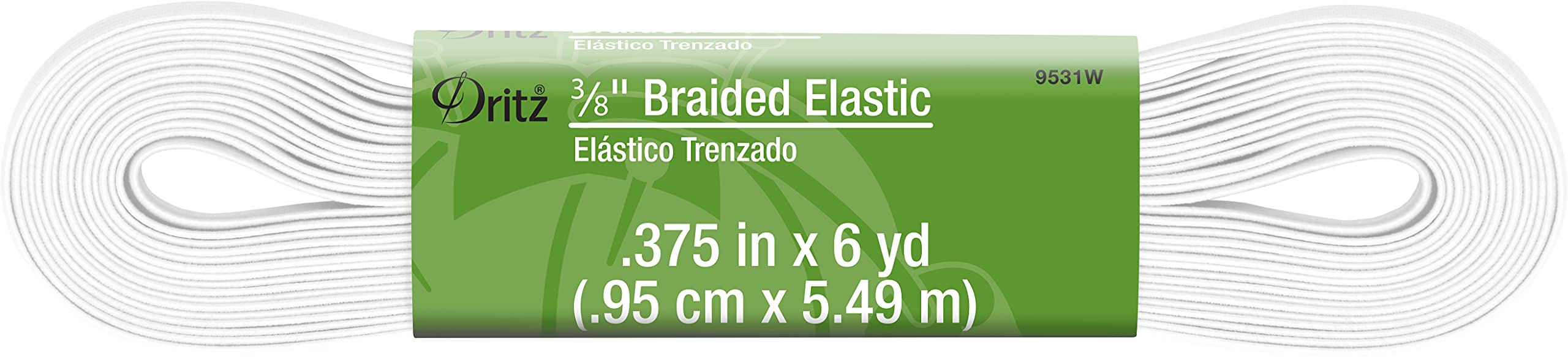 Dritz 9531W Braided Elastic, 3/8-Inch x 6-Yard, White