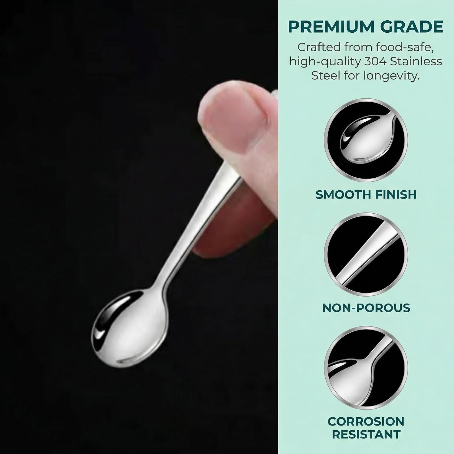 Steel Mini Spoons, 2.95 Inch Tiny Spoons for Spice Jars, Sugar, Honey & Coffee – for Kitchen, Home Bar Easy to Clean & Hold Silver,Gold(SET)