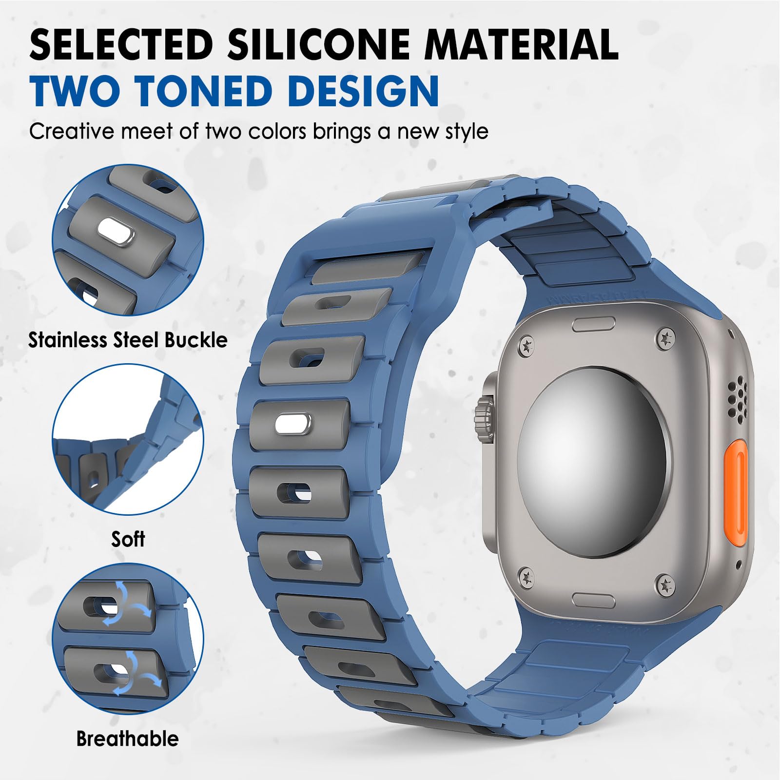 MoKo Cinturino Compatibile con Apple Watch Ultra 2 49mm 46mm 45mm 44mm 42mm per Uomo Donna, Cinturino di Ricambio Sportivi in Silicone per iWatch Apple Watch Serie 10 9 8 7 6 5 SE Ultra 2