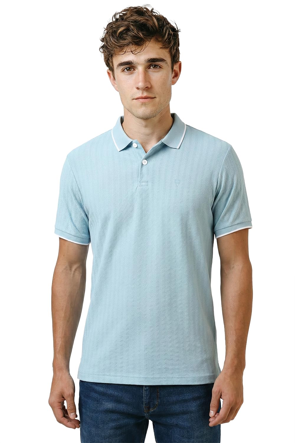 Allen Solly Men's Regular Fit Solid Textured Herringbone Polo-picture-19