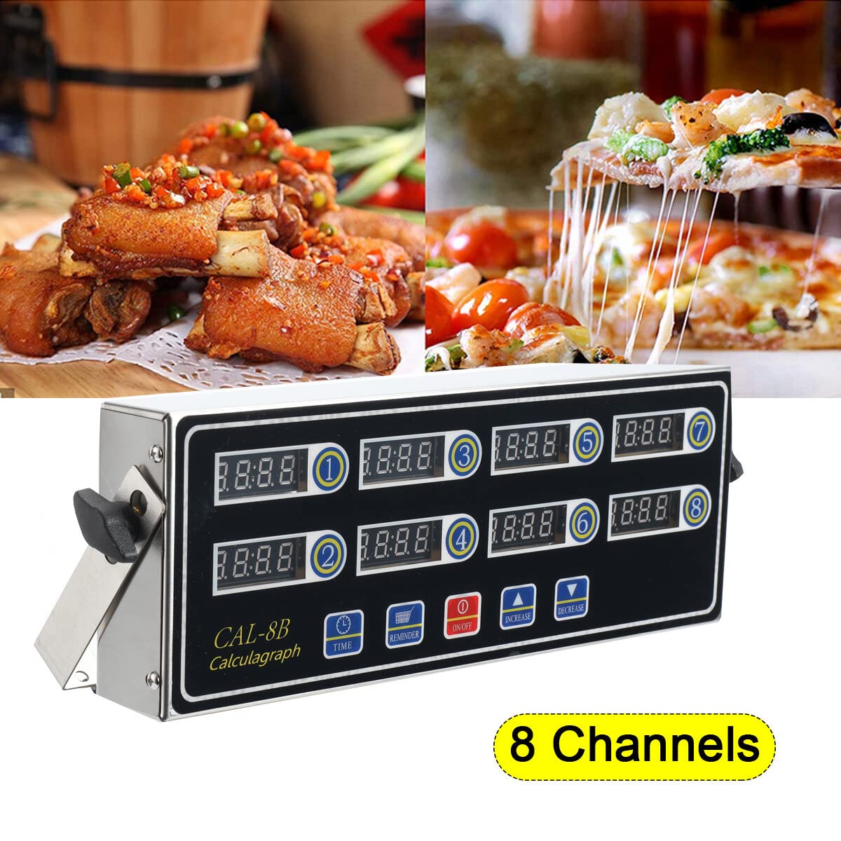 Timer da cucina digitale a 8 canali Timer da cucina commerciale per timer da cucina Timer in acciaio inossidabile Calculagraph Timer con allarme forte per ristorante