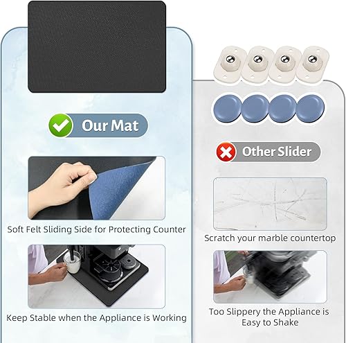 Miniatura 4 de LOPNUR Deslizador para pequeños electrodomésticos de 14"x10", deslizadores para electrodomésticos de cocina, bandeja giratoria deslizante de 360