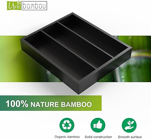 Miniatura 6 de Unibambou Organizador de cajones de cocina de bambú, organizador de cubiertos, bandeja de cubiertos, bandeja de utensilios, separadores de cajones y