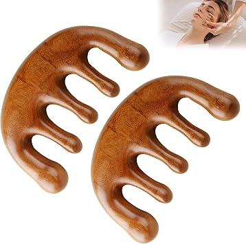 2PCS Wooden Scalp Massager Comb
