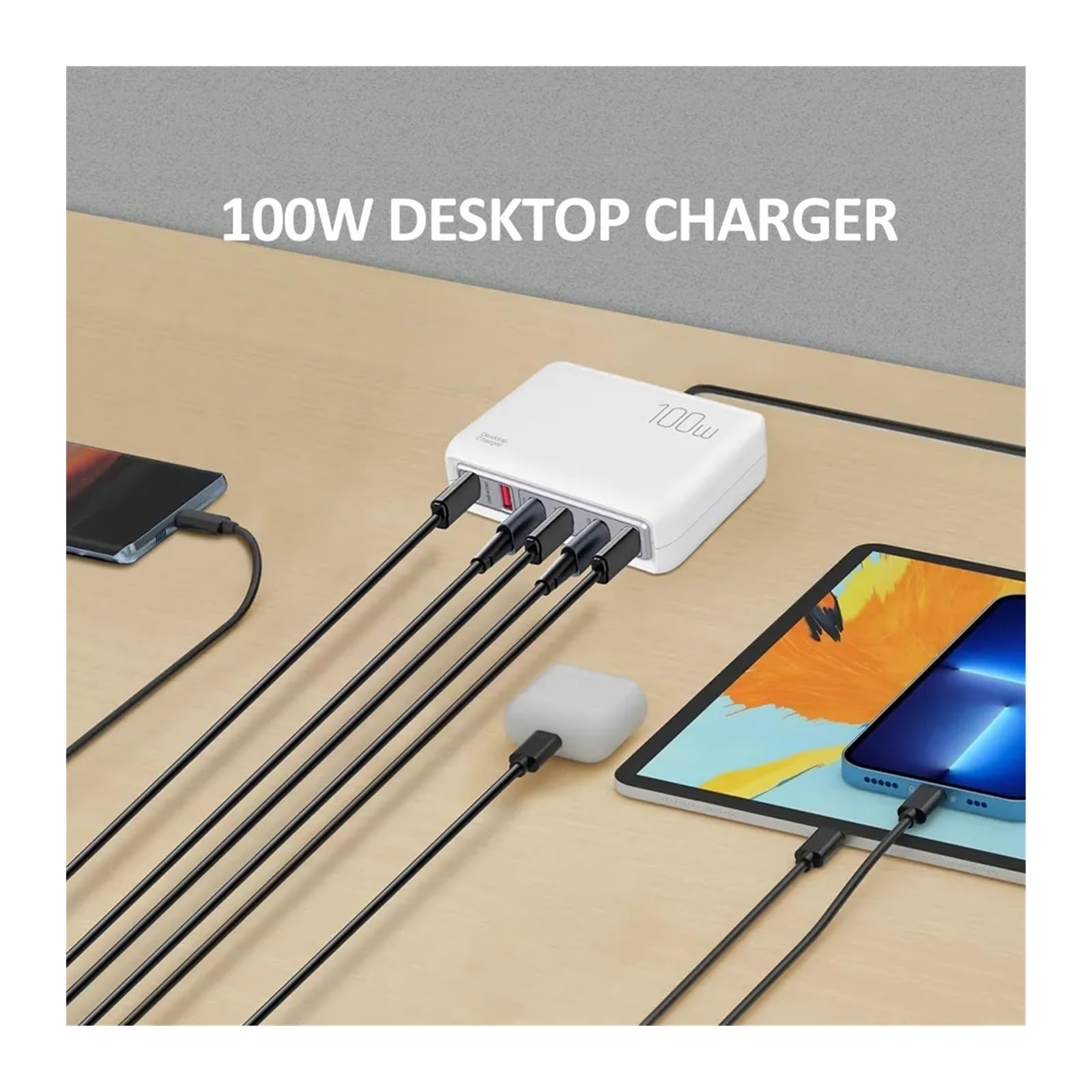 Rapide Chargeur, Chargeur USB 100W Type C PD Charge Rapide Plusieurs 6 Ports Chargeur de Bureau Station Chargeur de téléphone,Chargeur USB Voyage/Haute Vitesse