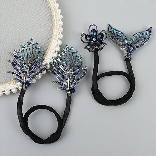 Miniatura 4 de Pinza para el pelo con flores de diamantes de imitación, pinza para el cabello con flores de imitación de cola de ballena, rizador de pelo perezoso