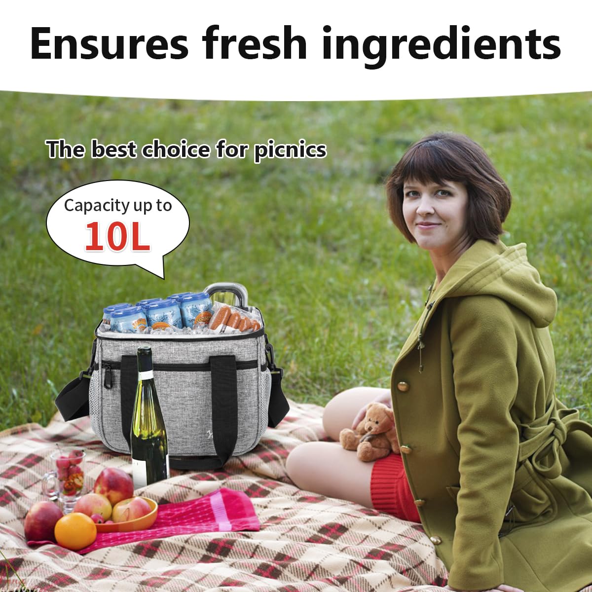 Borsa Termica 10L Porta Pranzo Spesa per Picnic Barbecue Campeggio