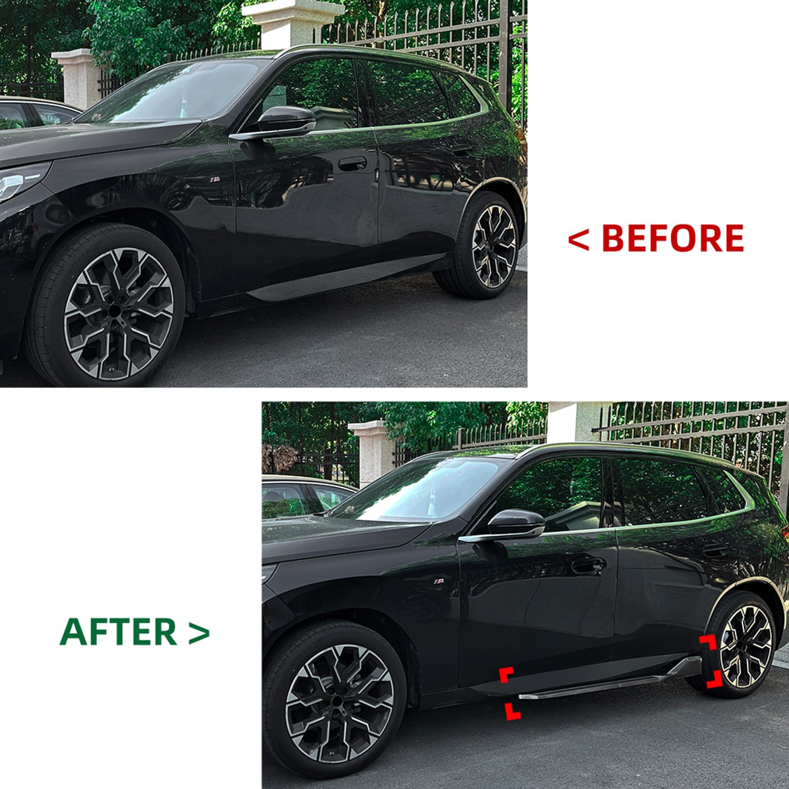 Panel de extensión de faldón lateral de coche para BMW X3 G45 G48 M Sport 2024 2025, aspecto negro/carbono