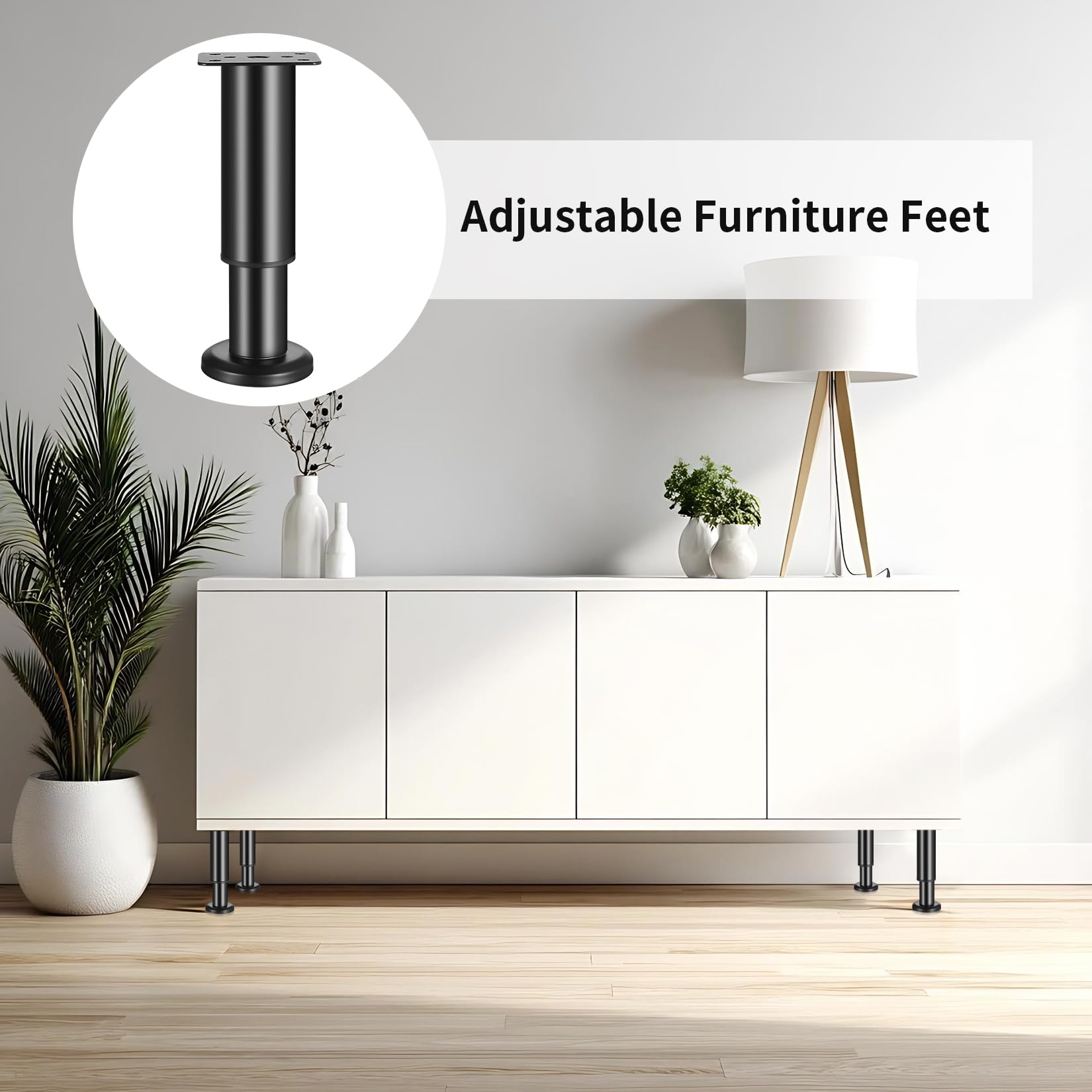 4 szt. nóżki meblowe z regulacją wysokości 12-18 cm, regulowane nóżki meblowe, nogi poziomujące, nogi do mebli stół krzesło sofa rozkładana szafka półki na sofy