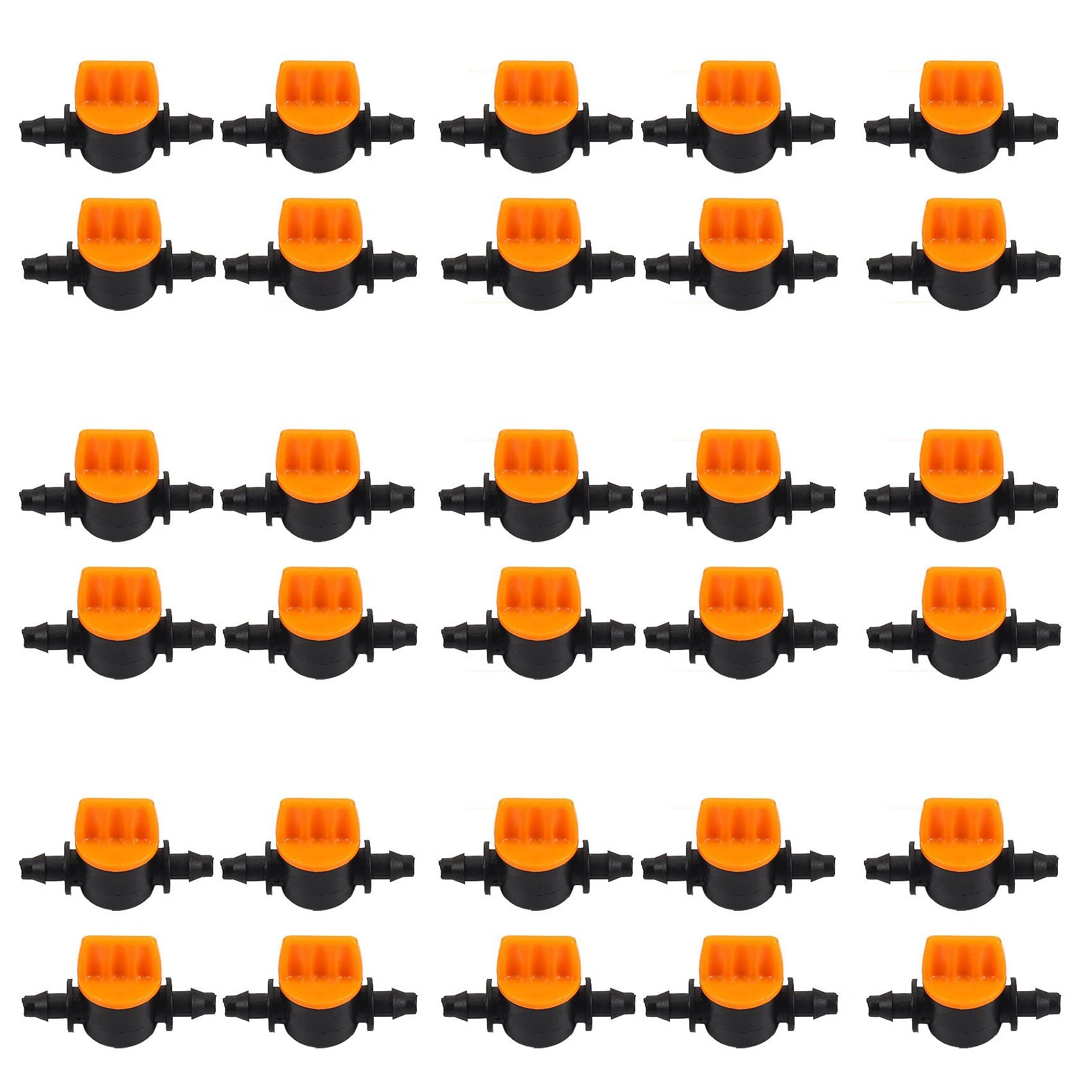 Jnchdghwa Yellow Mini Valve With 4/7Mm Hose Garden Irrigation Barbed Water Control Valve Agriculture Tools Drip Fittings 30 Pcs