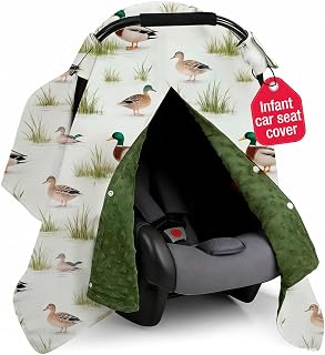 Mallard Duck Car Seat Cover - Minky Infant Car Seat Canopy with Peekaboo Opening, Multi-Use Nursing Cover & Stroller Blanket, 27.5 x 39 Inch for Newborn Baby Boy Girl