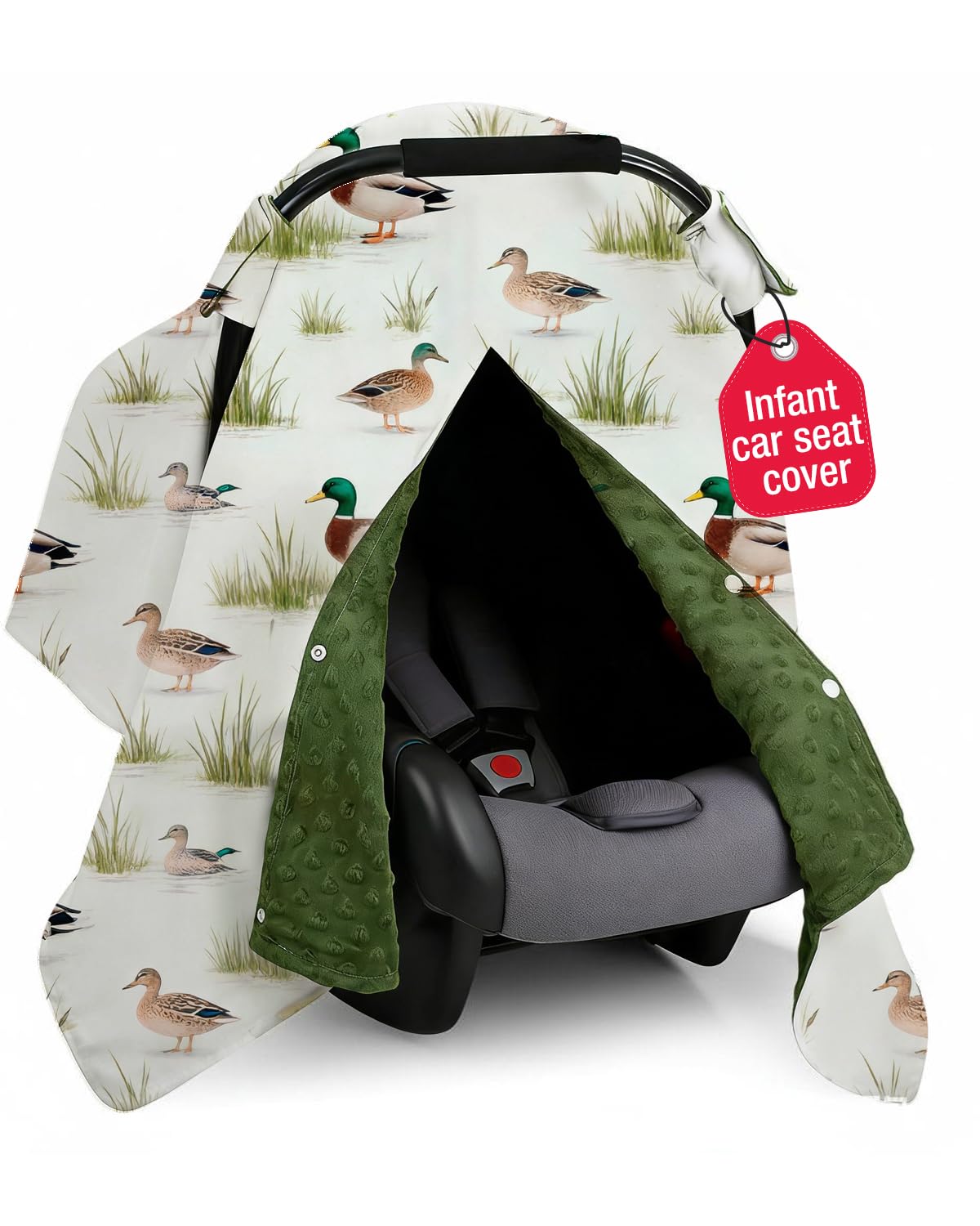 Mallard Duck Car Seat Cover - Minky Infant Car Seat Canopy with Peekaboo Opening, Multi-Use Nursing Cover & Stroller Blanket, 27.5 x 39 Inch for Newborn Baby Boy Girl