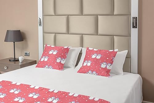 Miniatura 2 de Lunarable Bird Print Bed Runner Set, Happy Penguins Walking Dancing Arctic Mammal Cartoon, Decorative Bedding Scarf and 2 Pillow Shams for Hotels