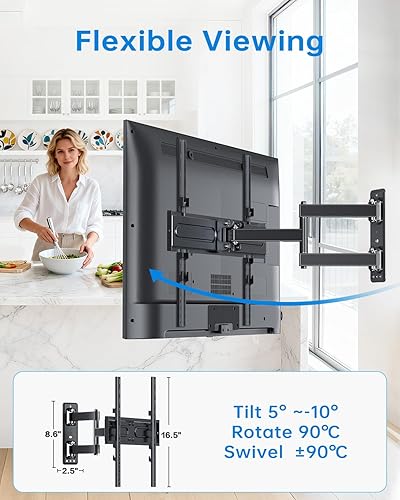 Miniatura 6 de H&C(hcck&Cllassp) Soporte de pared giratorio para monitor de TV articulado de movimiento completo para televisores de 32 a 55 pulgadas con brazos