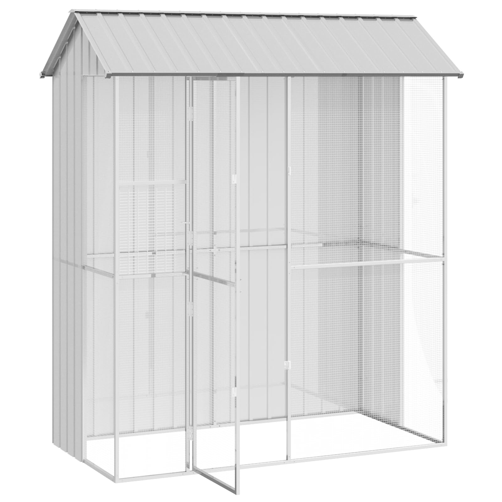 SKM Voliere Grau 215x110x247 cm Stahl,Tier- & Haustierbedarf,Haustierbedarf,Vogelbedarf,Vogelkäfige & -ständer,Grau,53.7KG,3325173