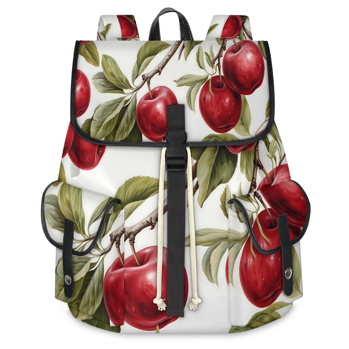 Red Apples Travel Laptop Backpack for Women Men Large Capacity Waterproof 15 Inch Computer Drawstring Nurse Casual Daypack for Travel Sports
