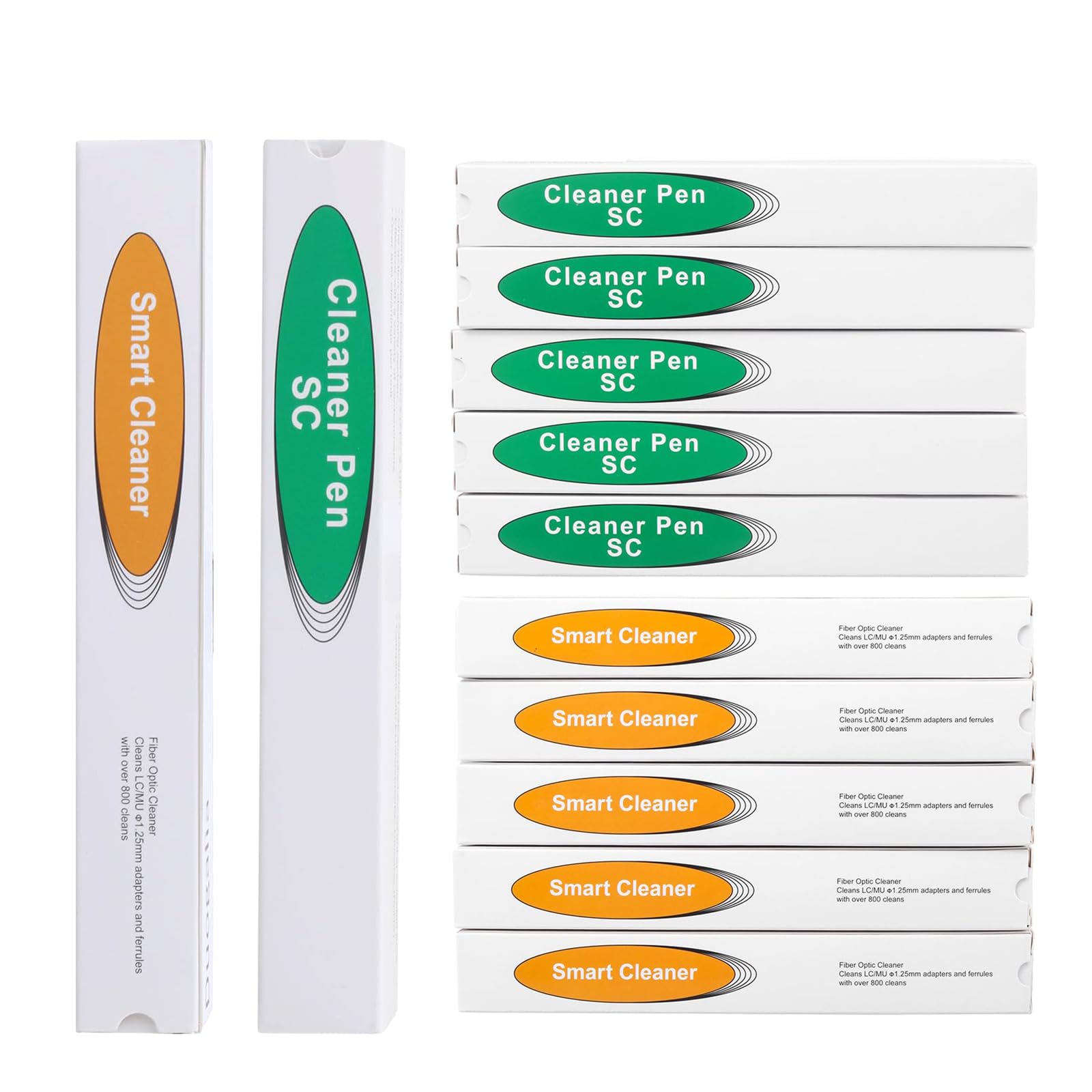 Glasfaser-Reinigungsstifte für 1,25 mm LC/MU- und 2,5-mm-SC-/FC/ST-Stecker, Glasfaser-Reiniger-Werkzeuge für Endflächen und optische Anschlüsse, 800+ Anwendungen pro Stift, 10 Stück