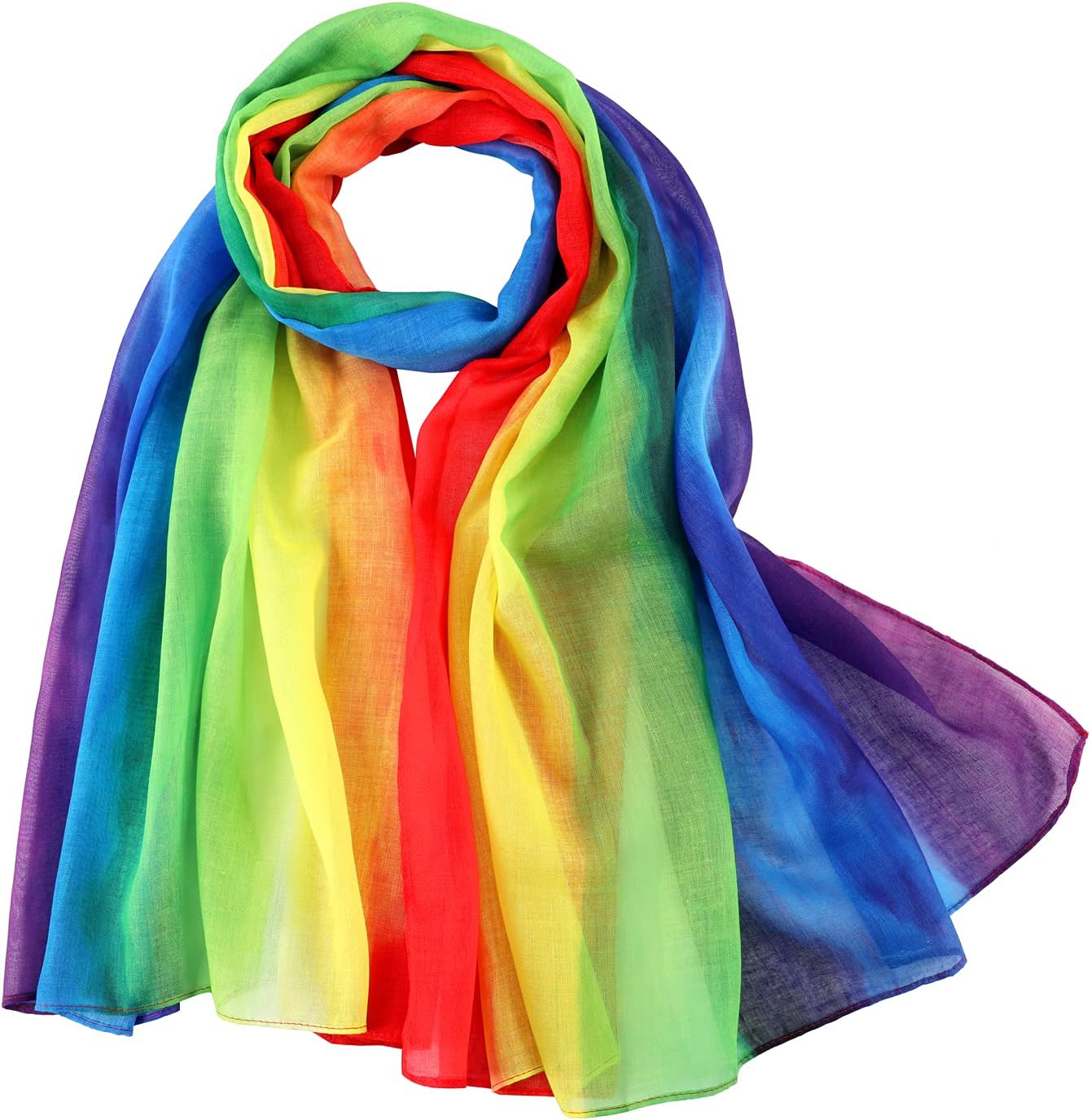womens Shawl Lightweight Rainbow Colors Fashion Scarves Sunscreen, Multicolor, Large