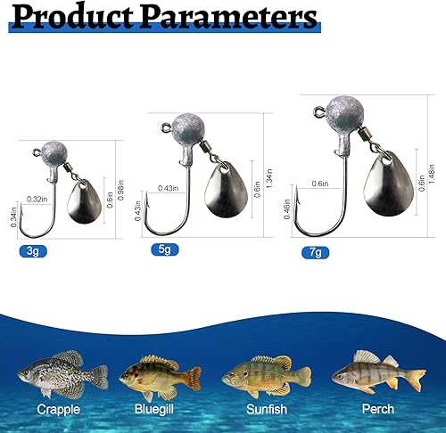Miniatura 2 de 15-50pcs pesca jig heads ganchos Set 3D ojos alto carbono redondo Crappie jigs 132-12OZ pesca jig hooks surtido jig heads agua salada agua dulce