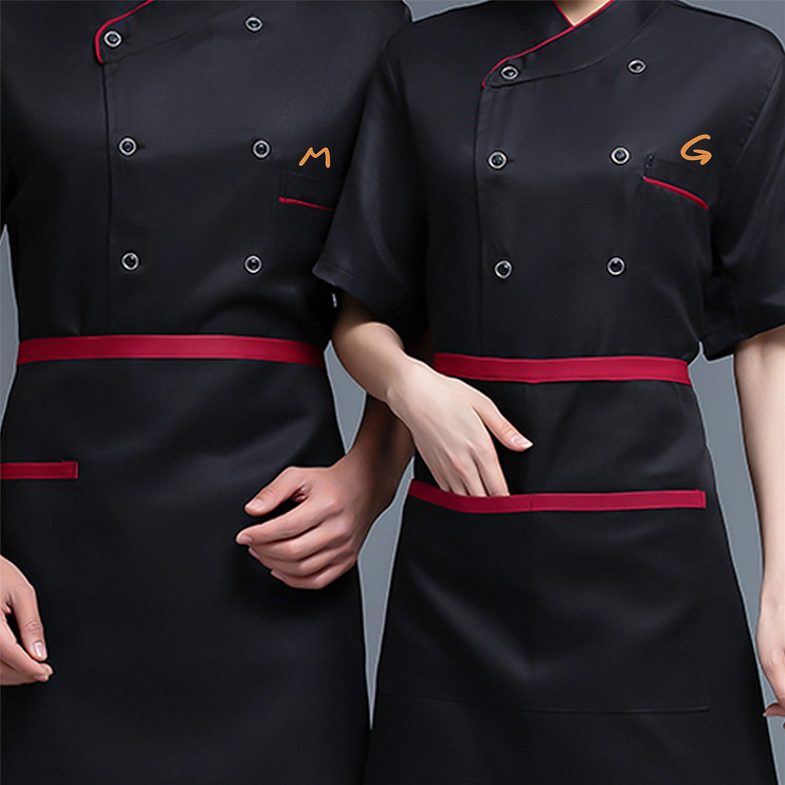 Veste de chef personnalisée avec nom brodé, veste de chef à manches courtes personnalisée pour hommes et femmes, uniforme de cuisine professionnel
