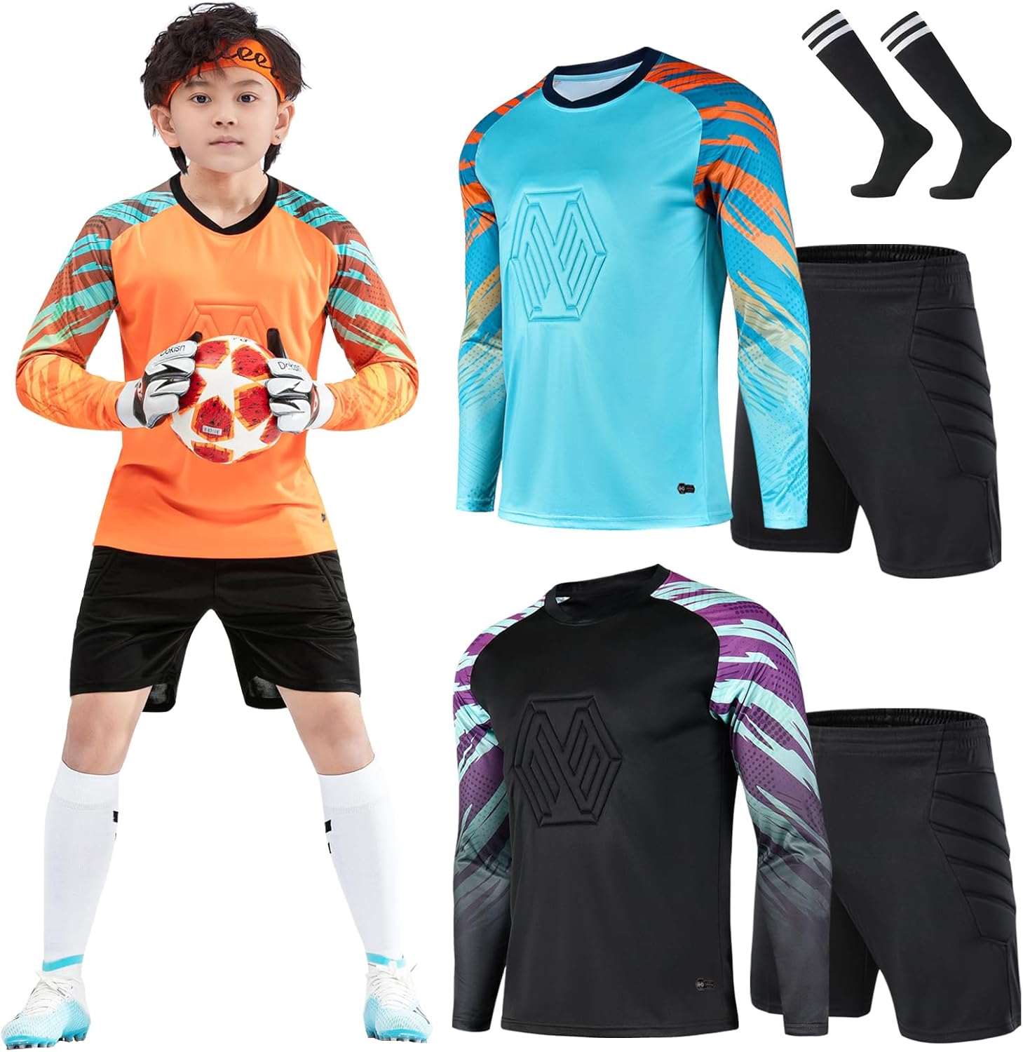 Soccer Goalie Jersey and Shorts Set for Boys,Long Sleeve Goalie Uniform Kit for Kids and Youth - Image 7