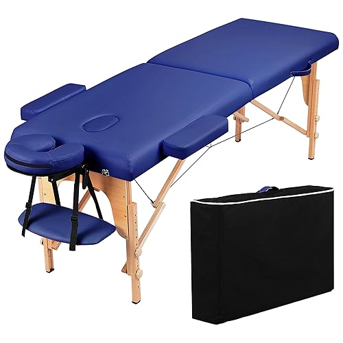 Miniatura 11 de Topeakmart Mesa de masaje portátil, cama de masaje, cama de spa, mesa de terapia, mesa de tratamiento plegable, altura ajustable, cama de salón