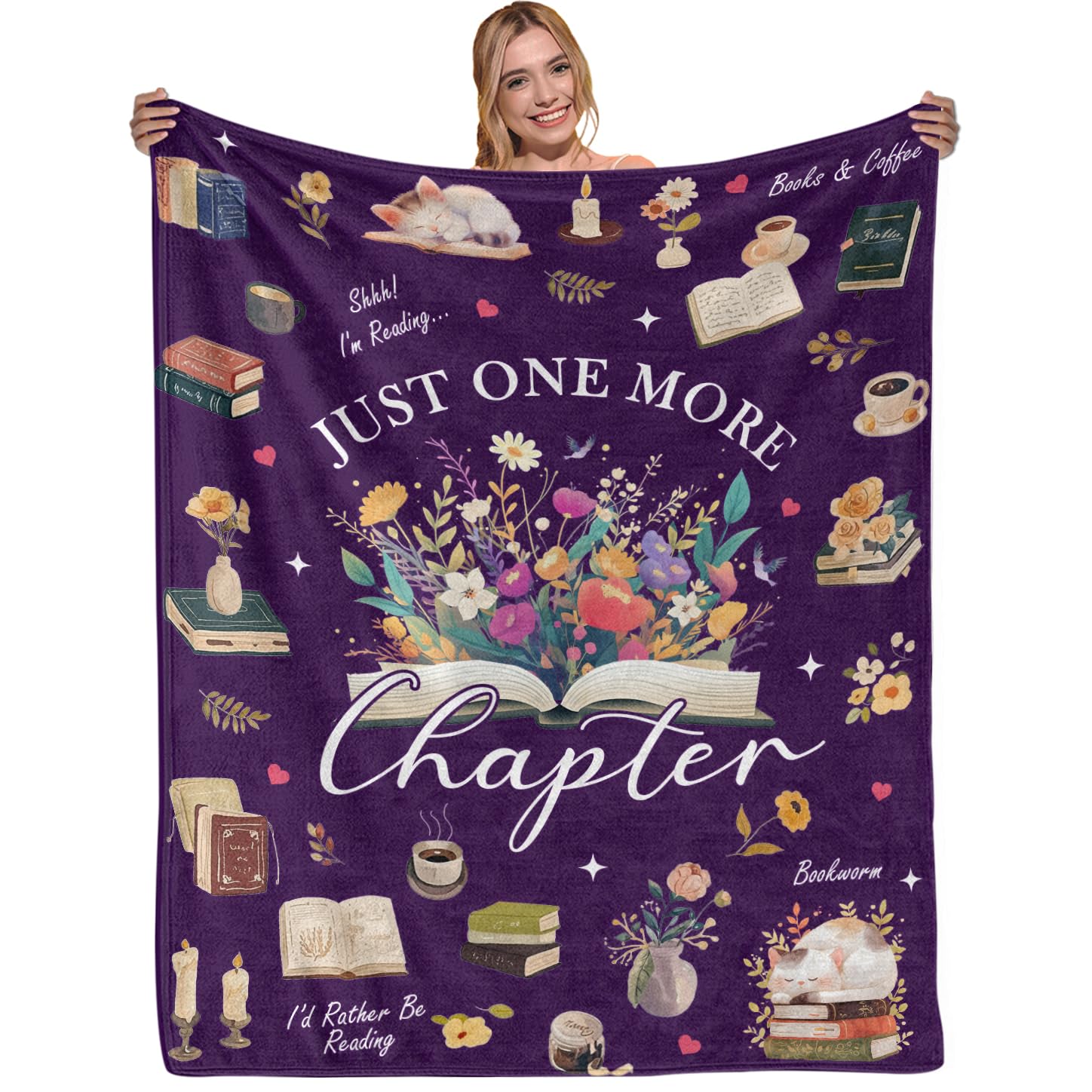 Book Lovers Gifts, Graduation Gift for Her Him, Soft Flannel Blanket Gifts for Book Lovers Women Teacher 50" x 60" — image 1