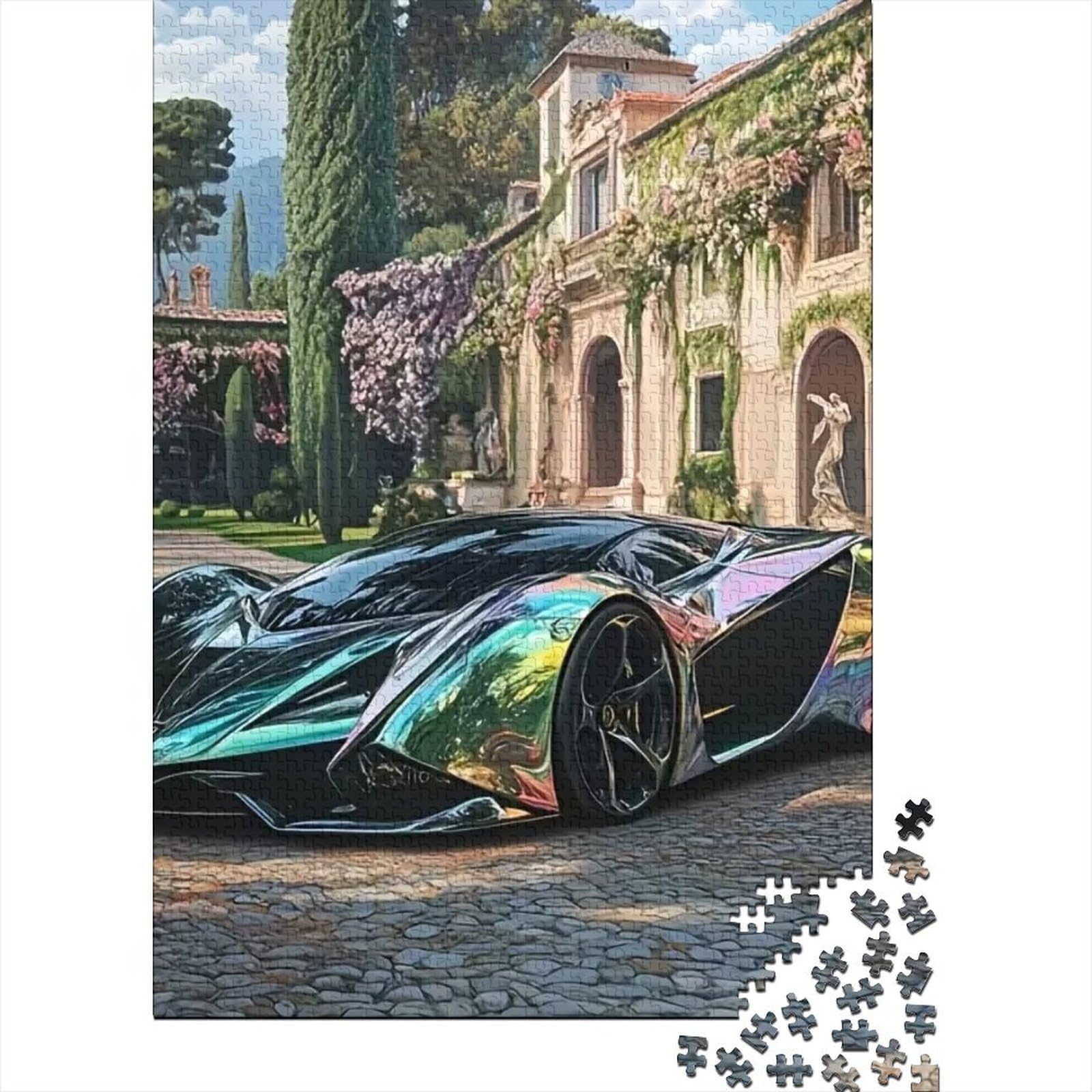 Racing Car 1000 Pieces Jigsaw Colorful Car Puzzle Stressful Workers Anxiety Relief Cognitive Training Home Leisure 52x38cm/1000pcs
