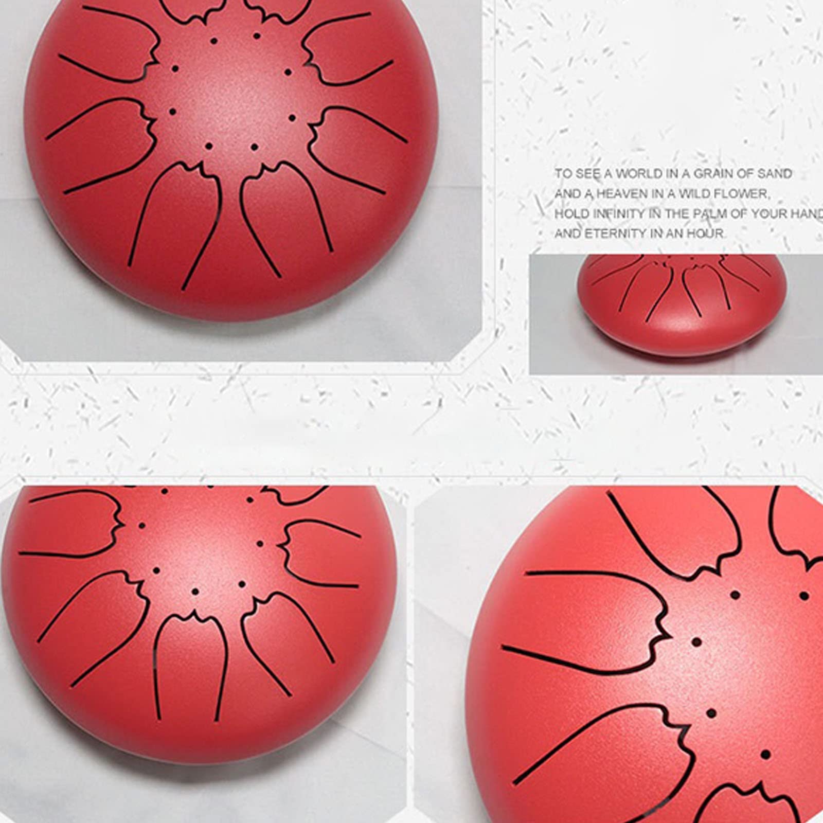 Steel Tongue Drum 8 Notes De 6 Pouces Handpan for Débutants Adultes Et Enfants Instrument Avec Livre De Musique, Mallets, Baguettes, Palettes for Les Doigts(Noir)