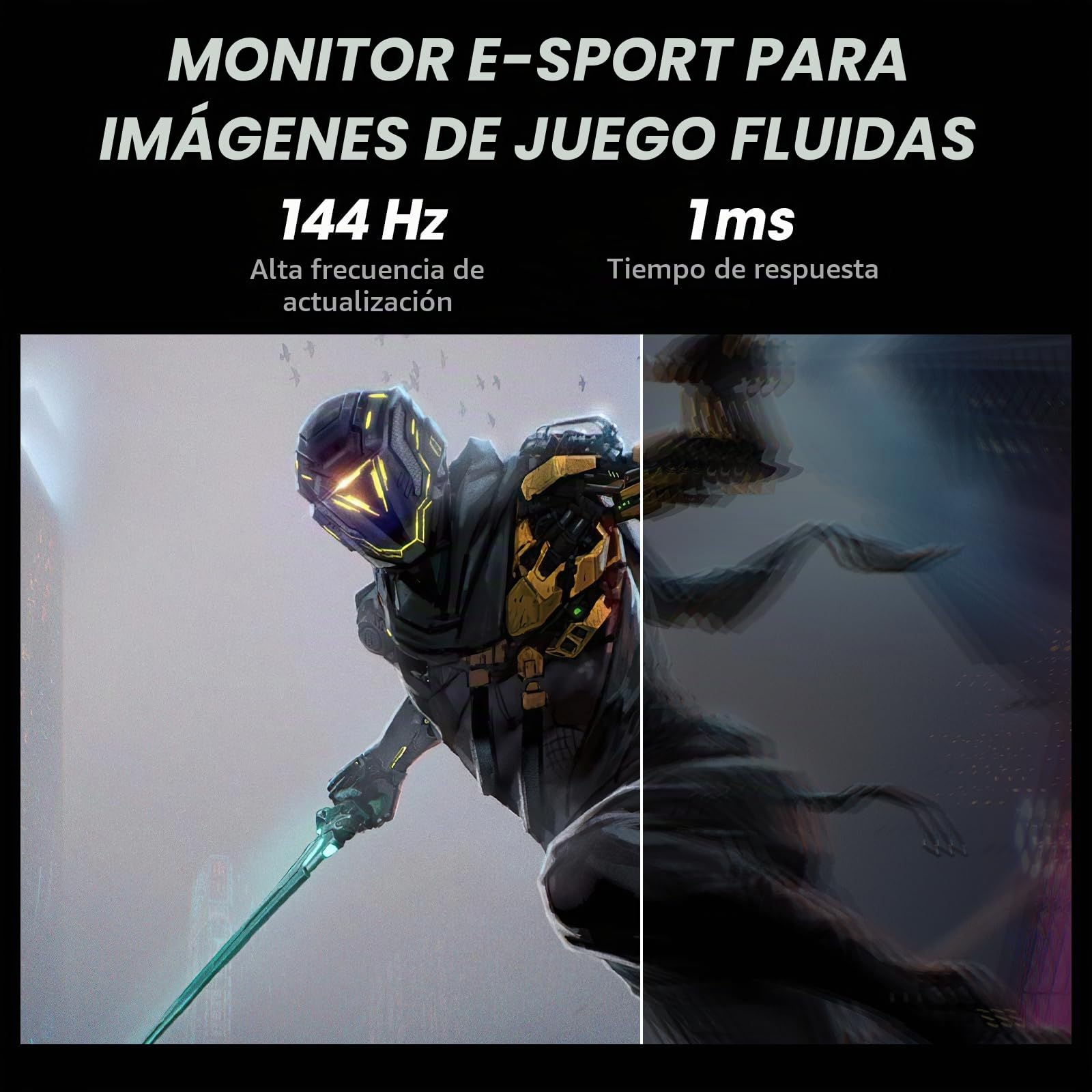 KOORUI 27E1QA Gaming Monitor 27 Pulgadas, QHD 2560 x 1440 PC Pantalla Adaptive-Sync, VA, 1ms, HDMI 2.0，DP 1.2 Audio out,VESA 75 * 75mm, Eye Care，inclinación Ajustable