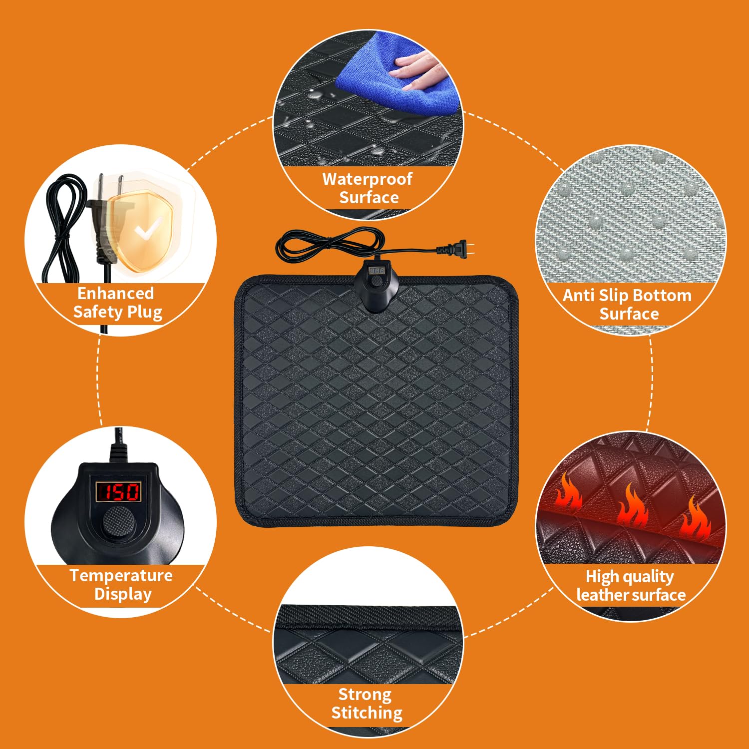 Foot Warmer Under Desk – 230V Electric Heating Pad With 7