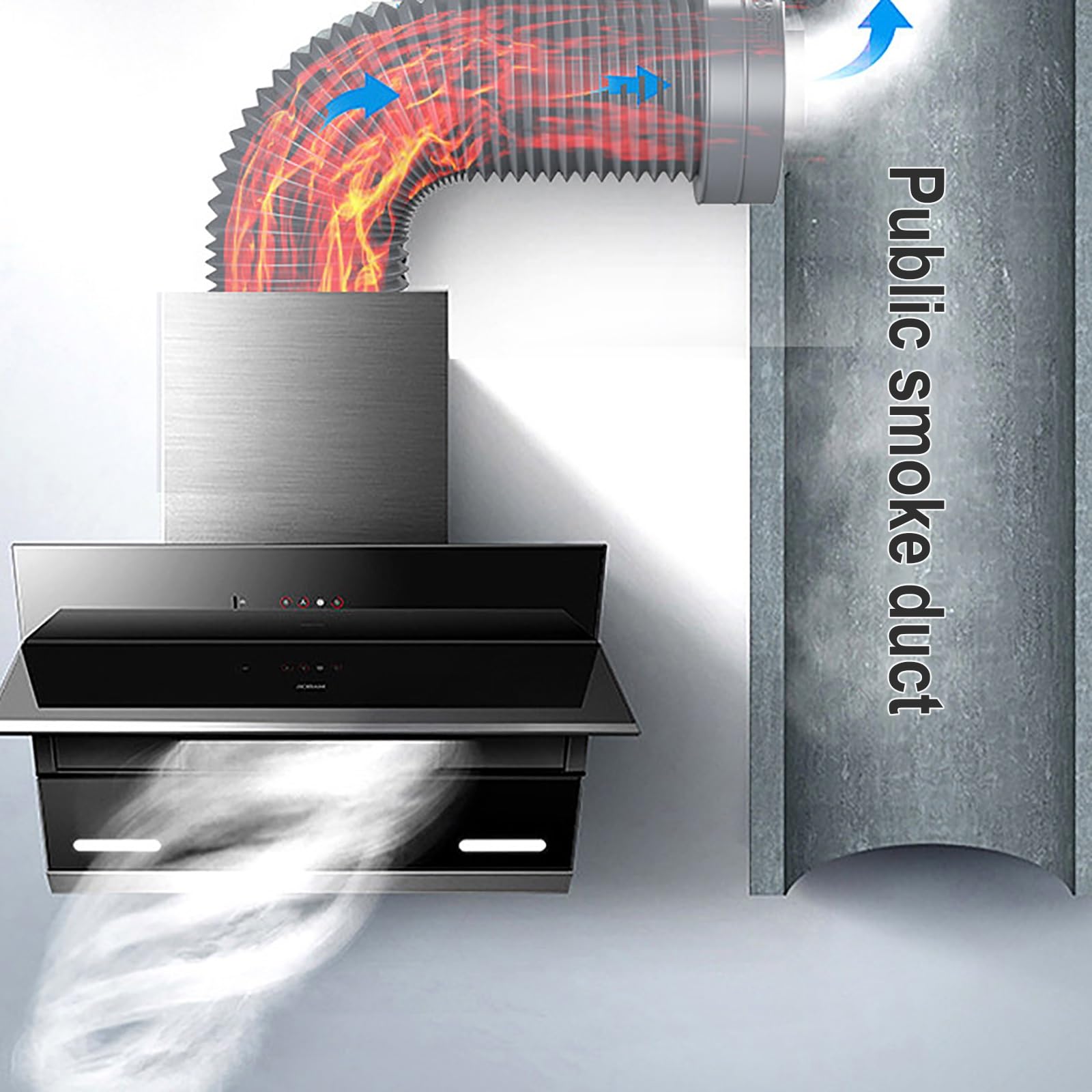 Flexibler Abluftschlauch, Hitzebeständiger Ausziehbarer Abluftschlauch für Dunstabzugshaube, Lüftungsrohr, Gewächshaus, Küchenlüftung, Universeller Luftschlauch(160mmx1.5m(6.3inx4.9ft))