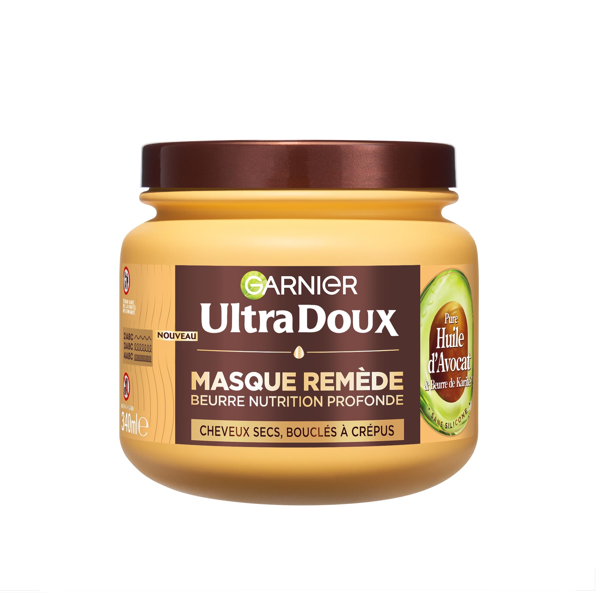 Garnier Ultra miękka - maska do włosów suchych, falowanych, kręconych lub perwersyjnych - z olejkiem z awokado i masłem shea - bogata i kremowa konsystencja - 340 ml - dla mężczyzn i kobiet