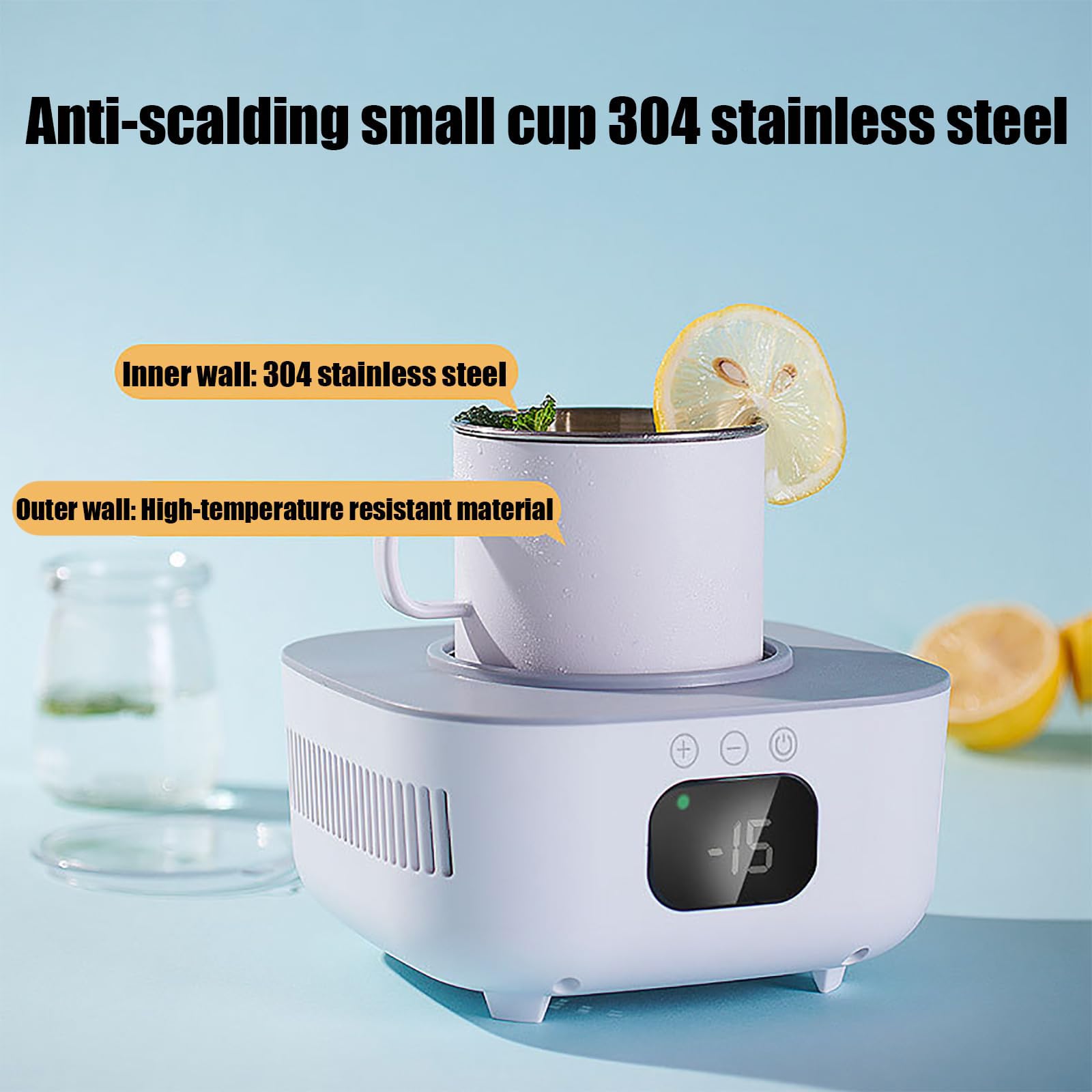 Taza De Calentamiento Y Enfriamiento Rápido, Calentador Y Enfriador Eléctrico De Bebidas con Pantalla LCD, Calienta hasta 80 °c Y Enfría hasta -15 °c, Taza De Enfriamiento Instantáneo Portátil