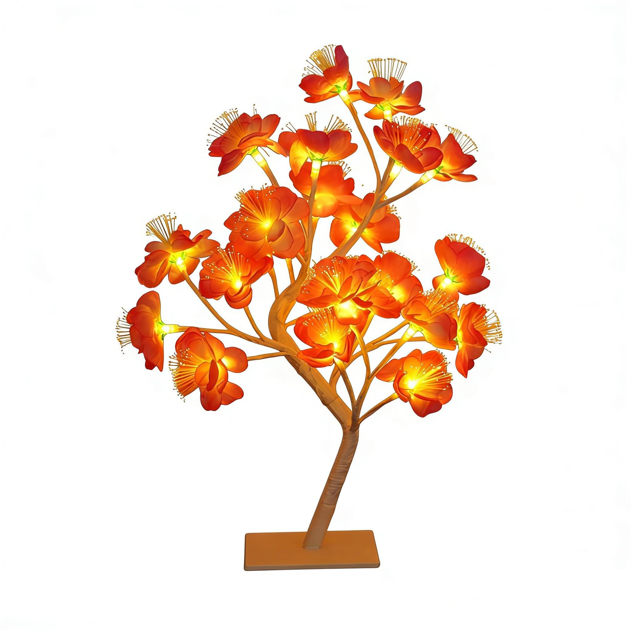 XVICO Artificial LED Desk Tree Light (24 LEDs) - USB Pink Camellia Flower Lamp, Adjustable Bonsai Light, Warm White Night Light for Home Party Decor — image 1
