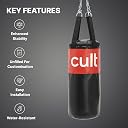 Cult Punching Bag 3ft Unfilled with Hanging Chain & Hand Wrap – Durable Training Bag for Boxing, Kickboxing, Karate, Taekwondo & MMA – Portable & Ideal for Home Gym Workouts - Black & Red gallery image