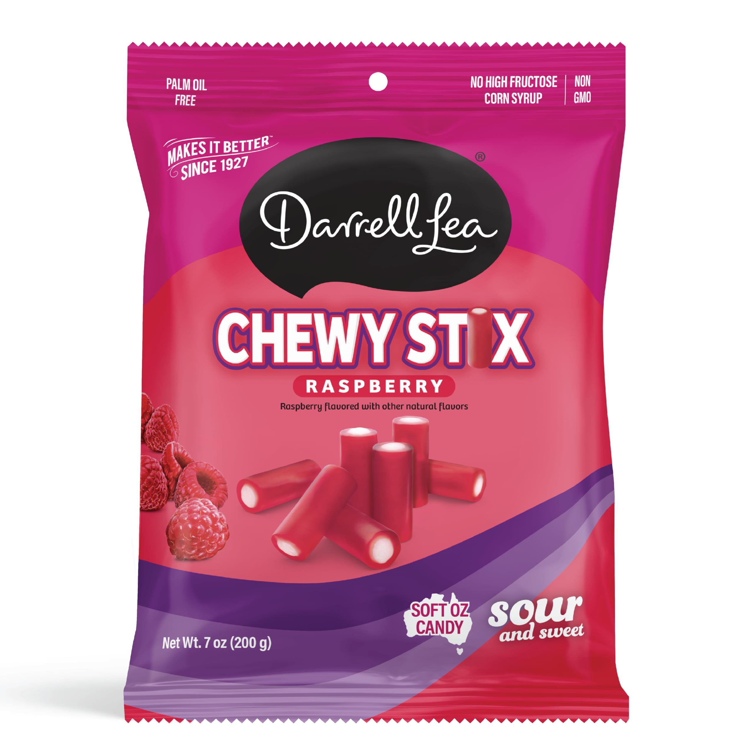 Darrell Lea - Sour Sticks Raspberry - 7 oz (Pack of 2)