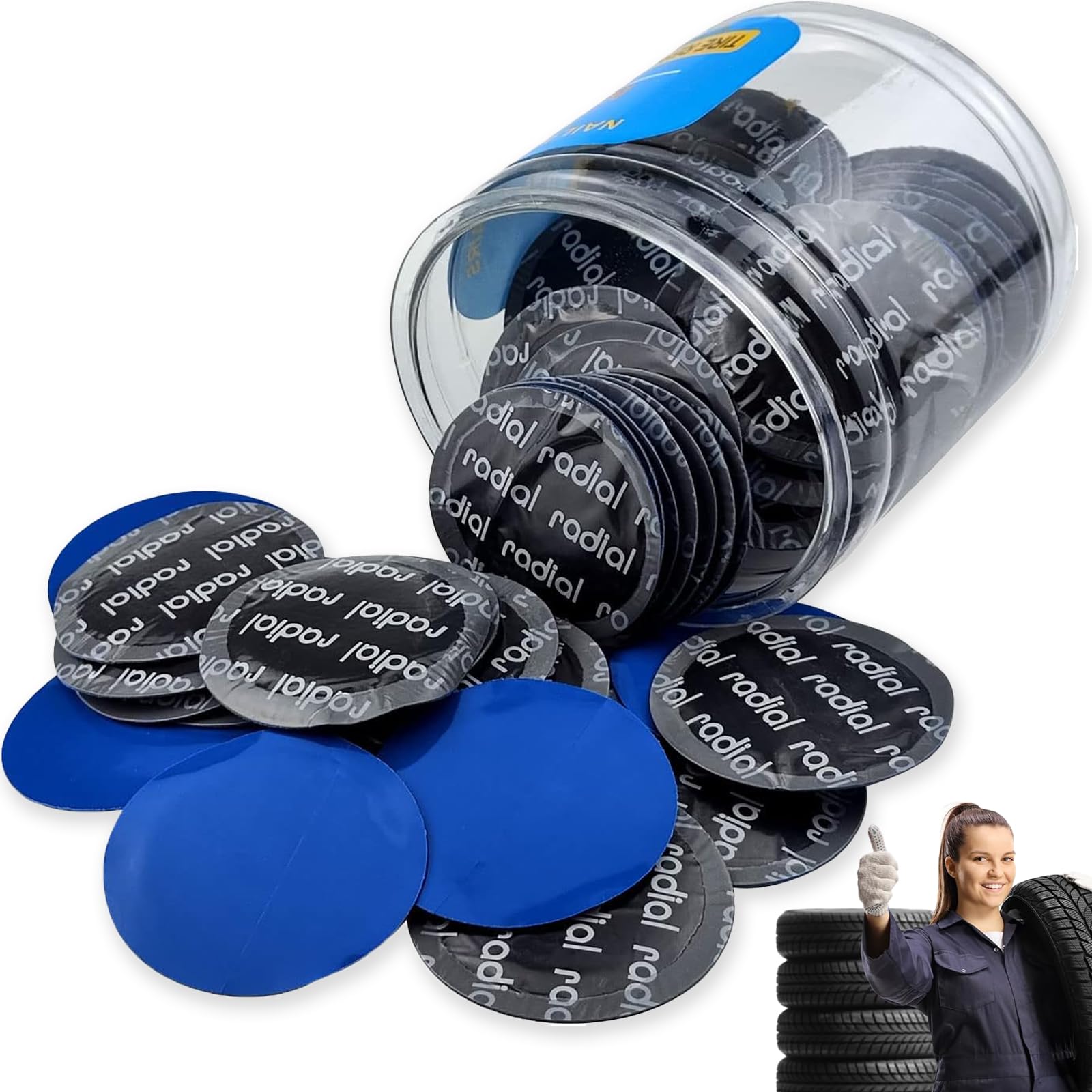 80 parches para neumáticos de automóvil de 2.4 pulgadas, kit de reparación de neumáticos resistente, herramientas de conexión de tubo de bicicleta, reparación rápida de neumáticos rotos en