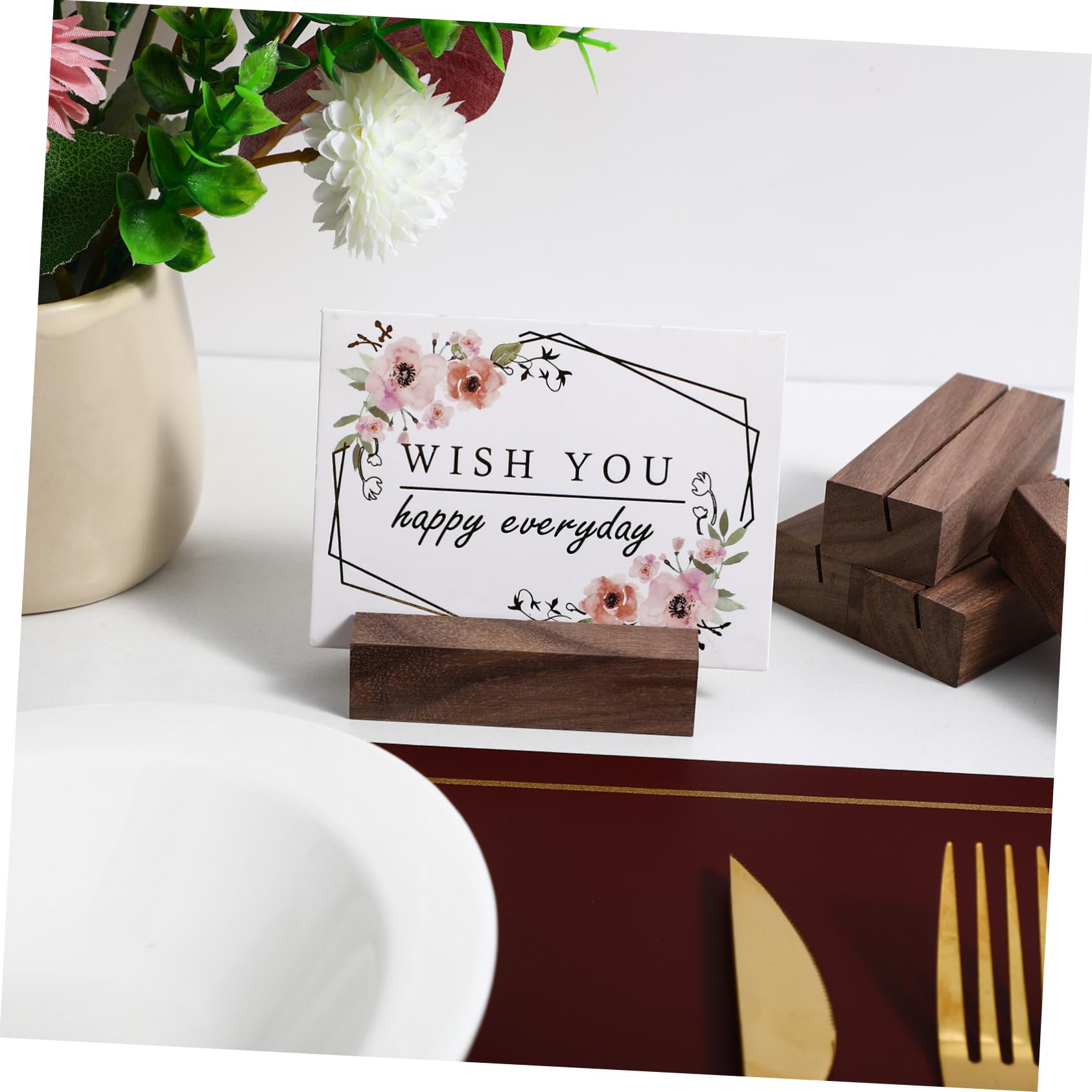 Alipis 3 Juegos Titular De La Postal Lámina Porta Números De Mesa Plateados Soporte De Exhibición De Fotos Soporte para Tarjetas De Lugar Base del Titular De La Señal De Madera 12 Uds * 3
