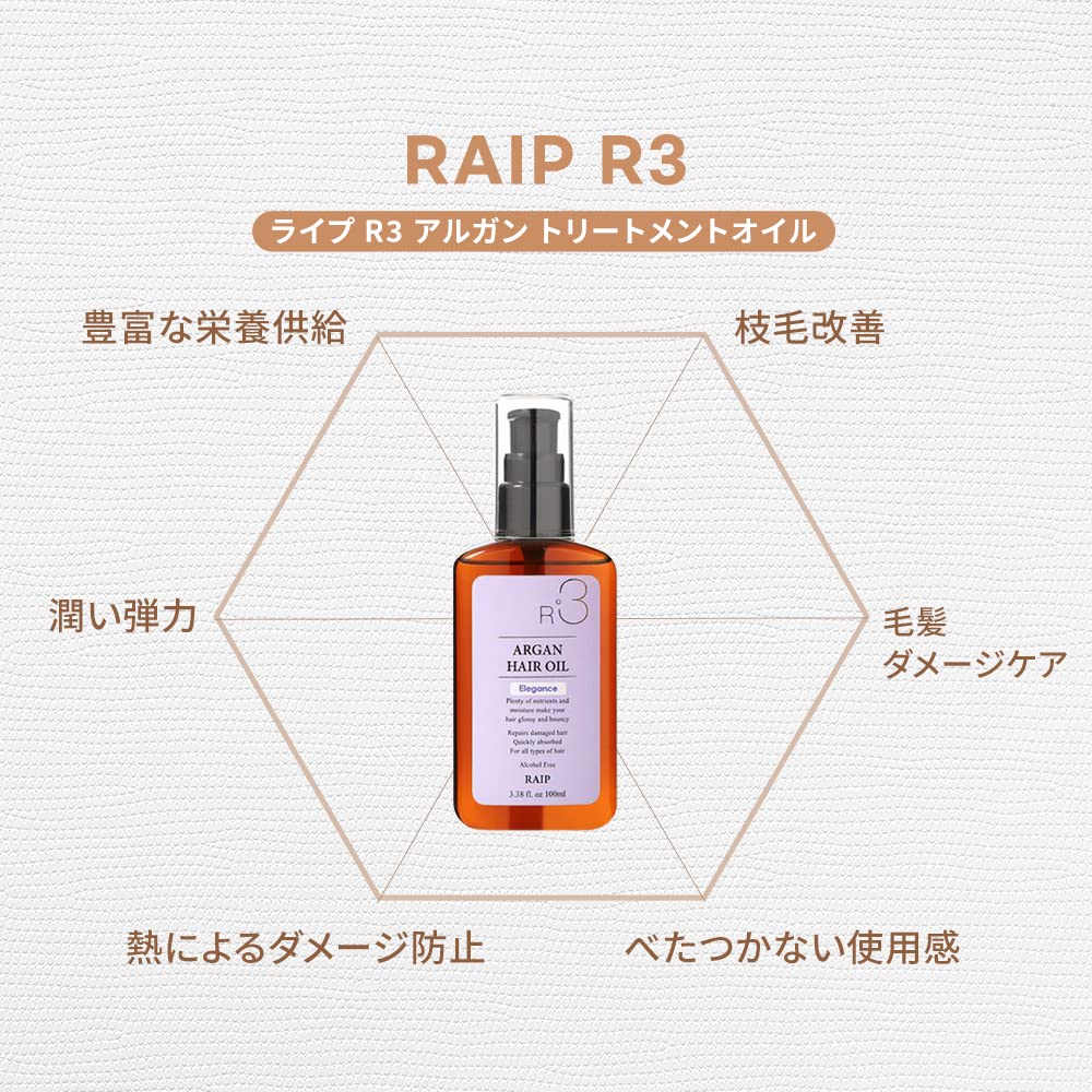 Amazon.co.jp: RAIP] R3 Argan Hair Oil Elegance [100ml] (Lie) : Beauty