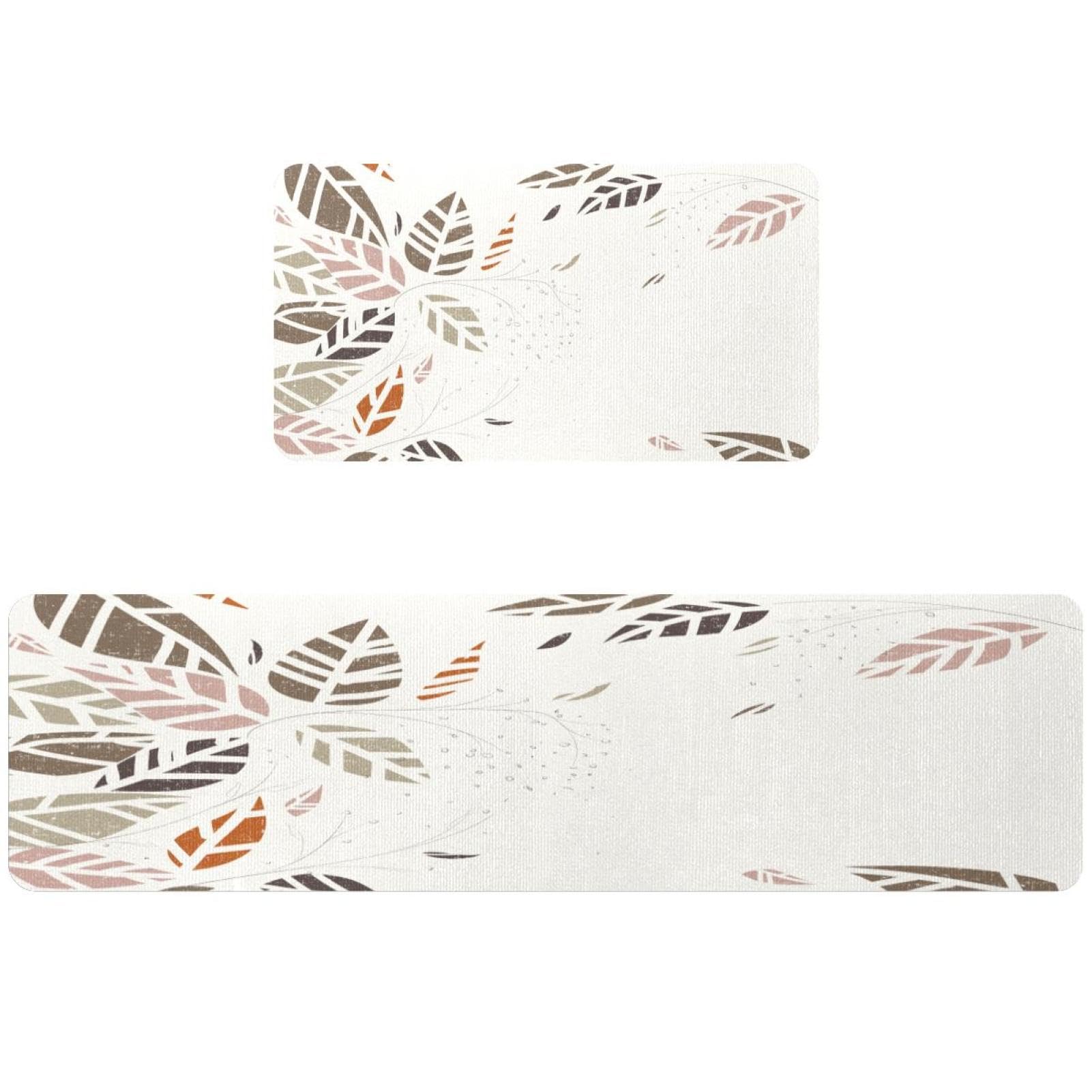 Alfombrillas de cocina decorativas para pasillo y cuarto de lavado con diseño de hojas