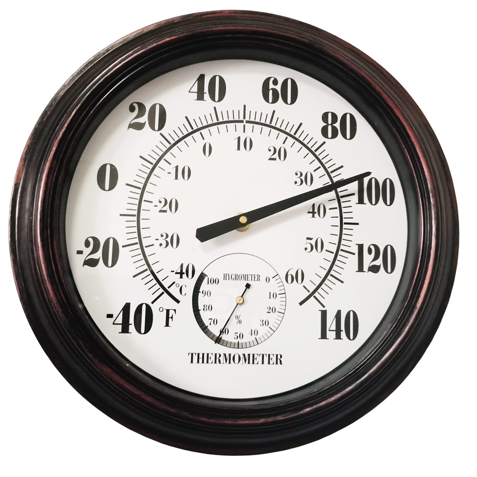 Indoor Outdoor Thermometer Large 12 Inch Wall Thermometer-Hygrometer Waterproof Does not Require Battery